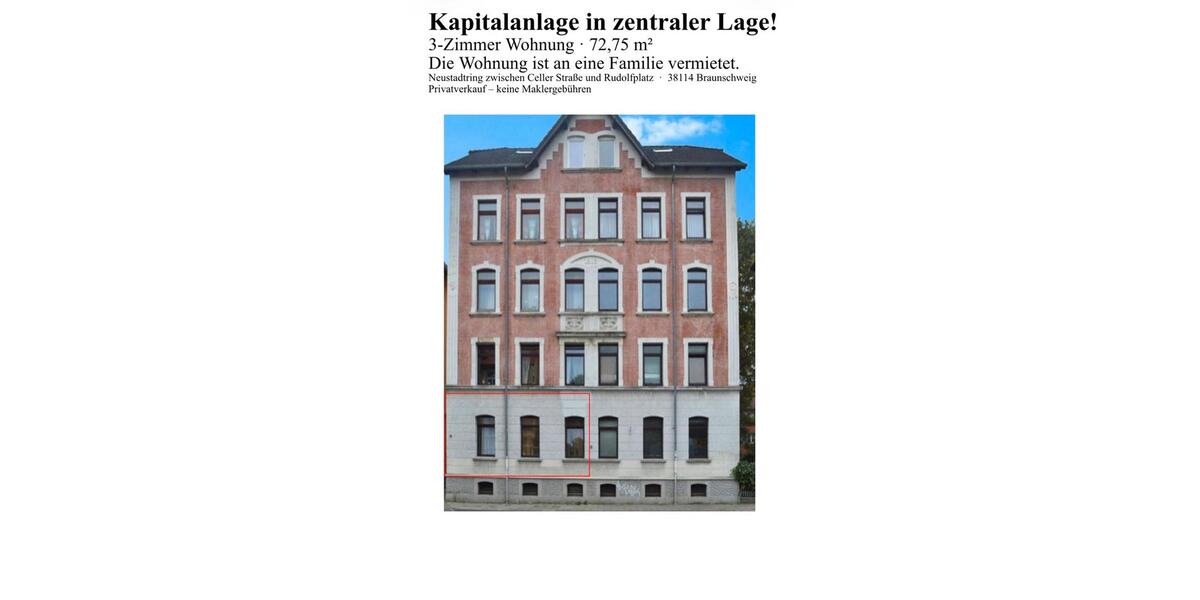 Hochparterre Braunschweig Lehndorf-Watenbüttel - 3 Zimmer, 73 m&sup2;, 145.900&euro; | Angebot:26592109