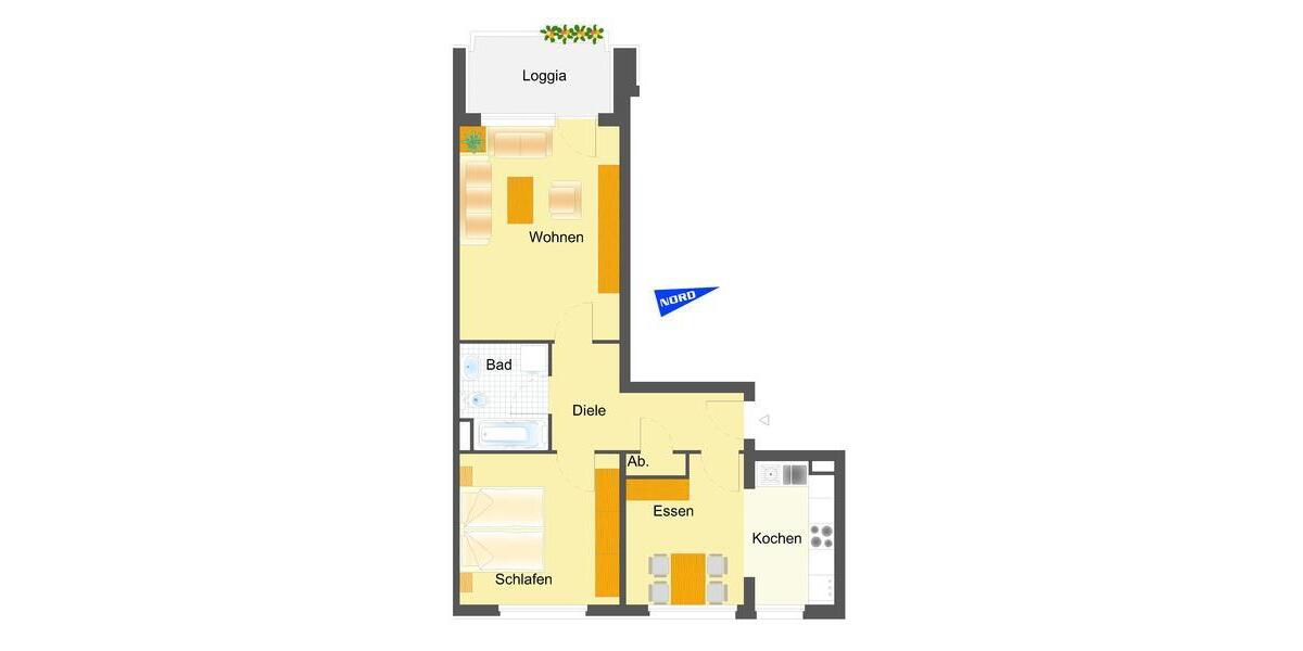 Etagenwohnung Wolfsburg Almke - 2 Zimmer, 63 m&sup2;, 507&euro; | Angebot:26283530
