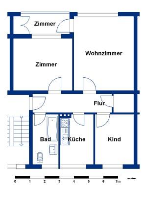 Etagenwohnung Wolfsburg Detmerode - 3 Zimmer, 66 m&sup2;, 530&euro; | Angebot:25352530