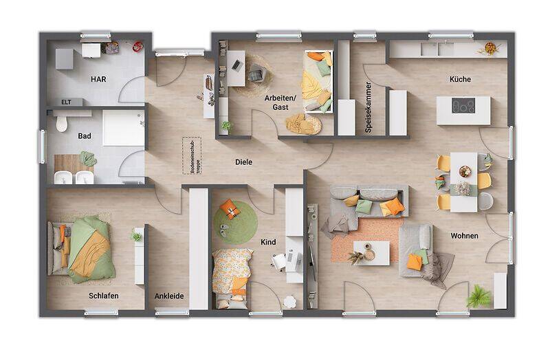 Der massive Bungalow für Familien, die sich Flexibilität wünschen
