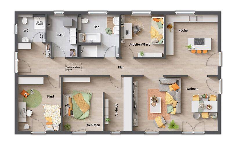 Der massive Bungalow für Familien, die sich Flexibilität wünschen