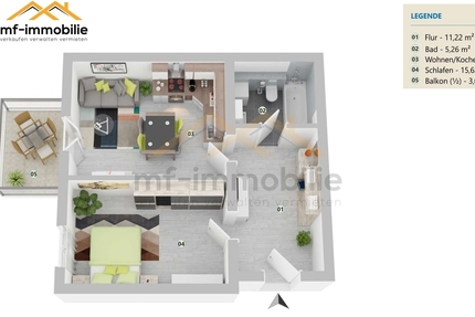 2 Zimmer Erdgeschosswohnung in Mariental mit Balkon! - Wohnung Mariental Helmstedt - Grasleben | Angebot:25407267