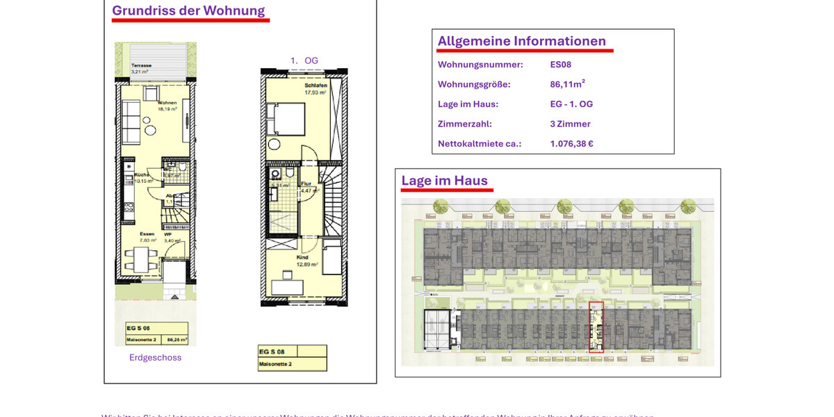 Maisonettenwohnung Wolfsburg Almke - 3 Zimmer, 86 m&sup2;, 1.076&euro; | Angebot:21201837