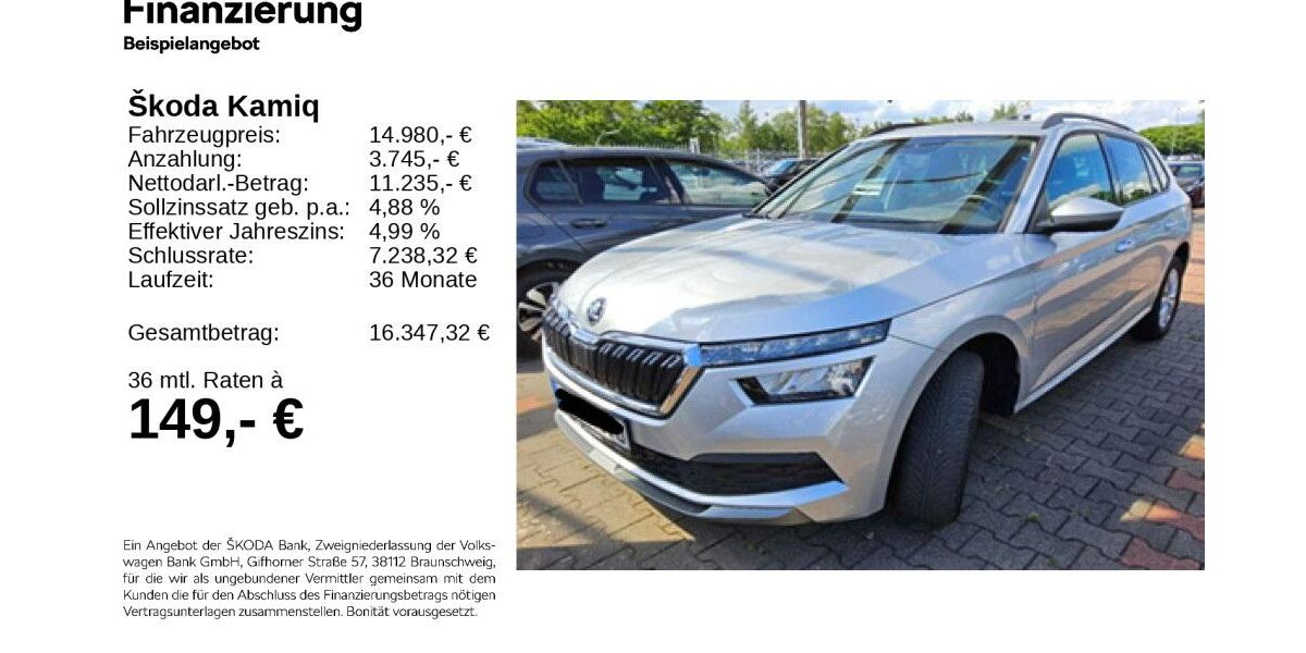Skoda Kamiq 59.090 km 14.780 &euro; Gifhorn 38518