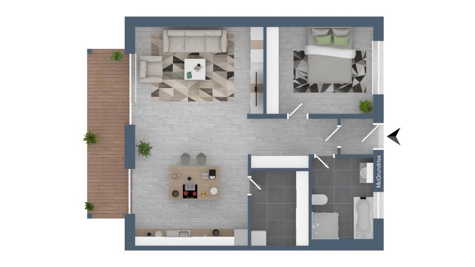 2,5-Zimmer EG Wohnung mit EBK und Stellplatz 2.5 zimmer