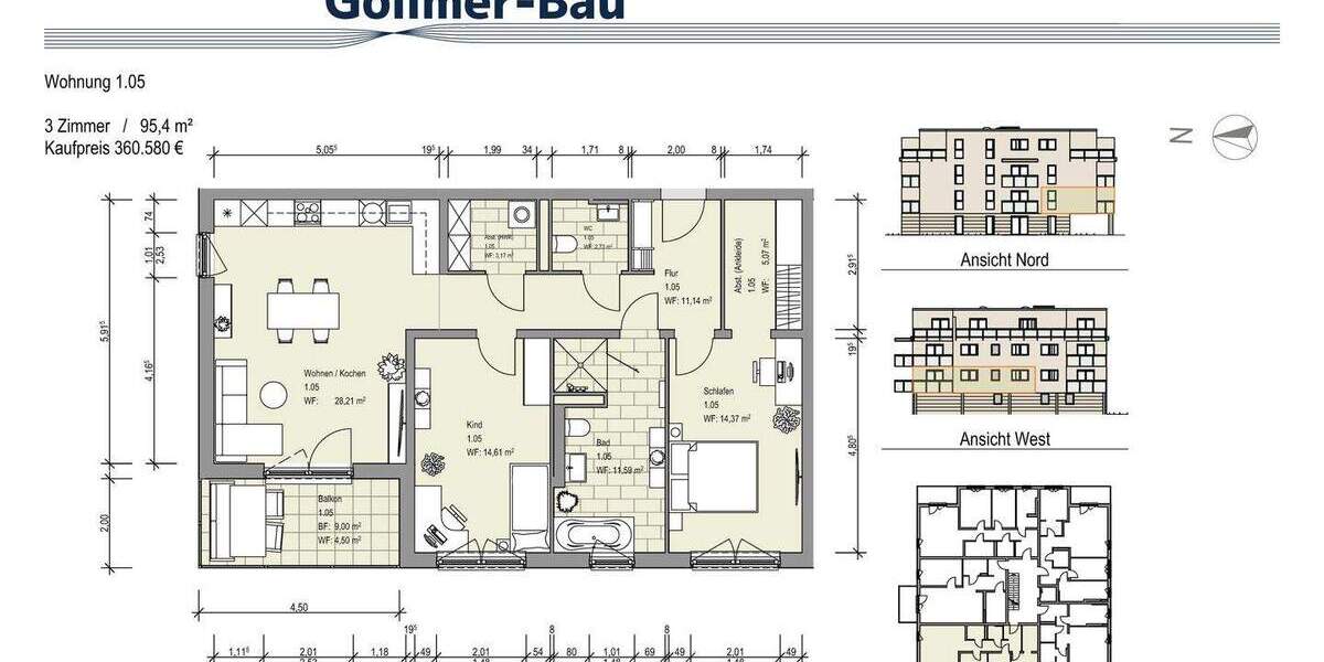 Etagenwohnung Sickte Niedersickte - 2 Zimmer, 70 m&sup2;, 259.900&euro; | Angebot:25837320
