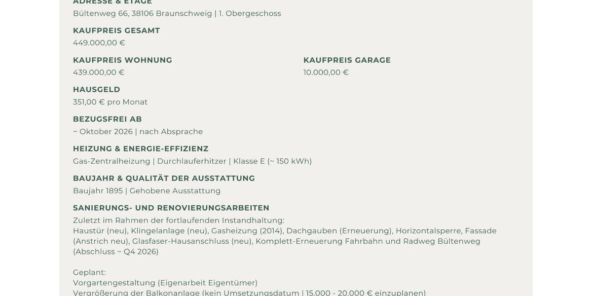 Etagenwohnung Braunschweig Nordstadt - 6 Zimmer, 140 m&sup2;, 439.000&euro; | Angebot:26932405