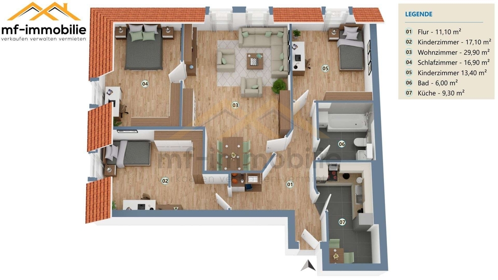 Schöne grosse 4-Raumwohnung 103 m², zentrales großes Wohnzimmer - Etagenwohnung Rätzlingen Rätzlingen | Angebot:24738205