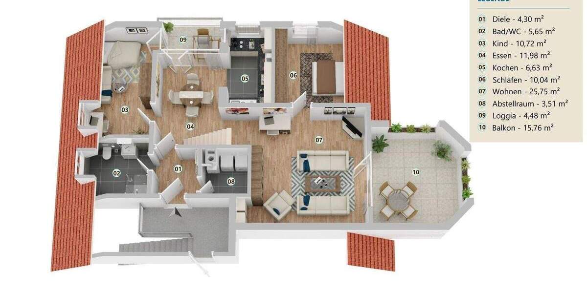 Etagenwohnung Gifhorn - 4 Zimmer, 106 m&sup2;, 219.000&euro; | Angebot:25662747