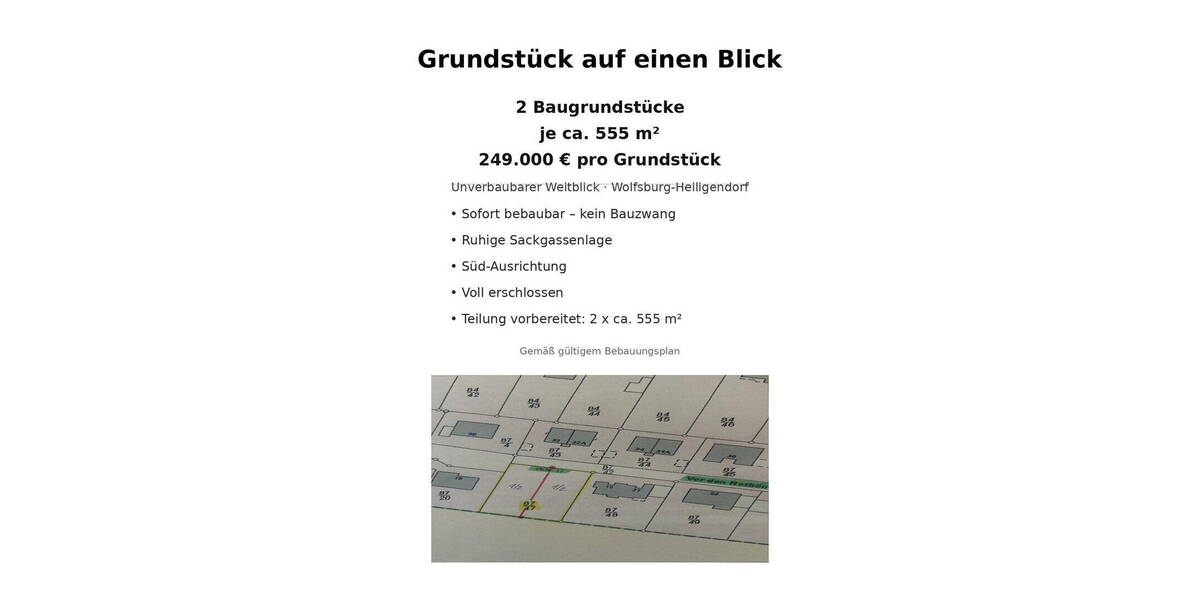Grundstück Wolfsburg-Heiligendorf Heiligendorf - 229.000&euro; | Angebot:26204355