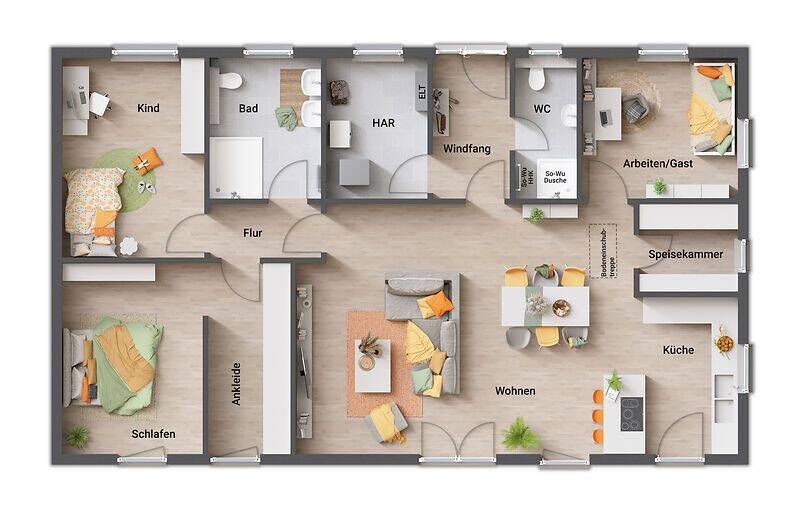 Der massive Bungalow für Familien, die sich Flexibilität wünschen