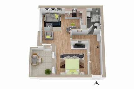 Wohnung Wolfsburg - 1 Zimmer, 43 m&sup2;, 84.900&euro; | Angebot:27246586