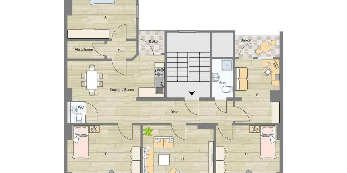 Etagenwohnung Braunschweig Innenstadt - 5 Zimmer, 141 m&sup2;, 1.900&euro; | Angebot:26002669