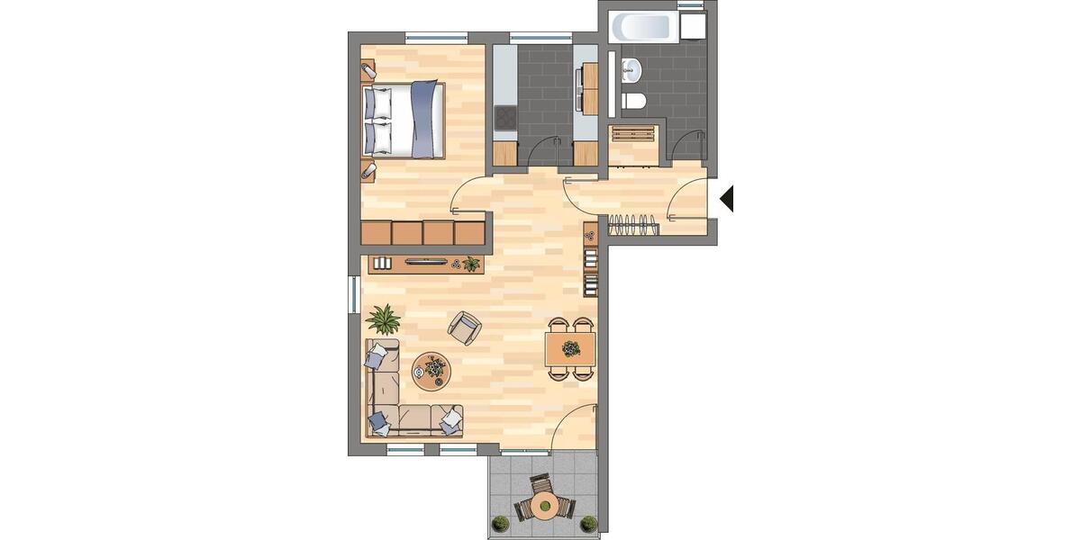 Etagenwohnung Wolfsburg Detmerode - 2 Zimmer, 62 m&sup2;, 529&euro; | Angebot:25348914