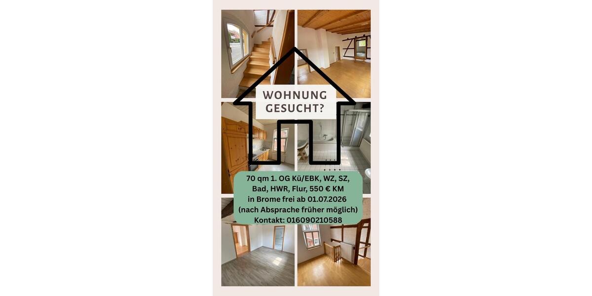 Etagenwohnung Brome - 1 Zimmer, 70 m&sup2;, 550&euro; | Angebot:26448348