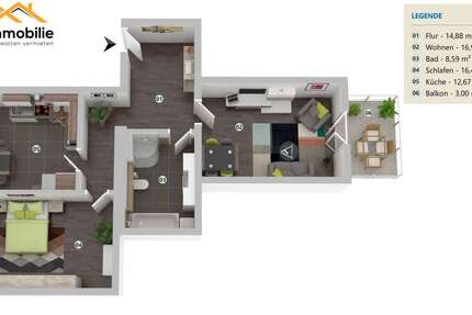 2- Zimmer EG Wohnung in Mariental mit Balkon 2 zimmer