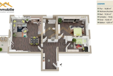 charmante Erdgeschosswohnung 3-Zimmer Balkon, Einbauküche 3 zimmer