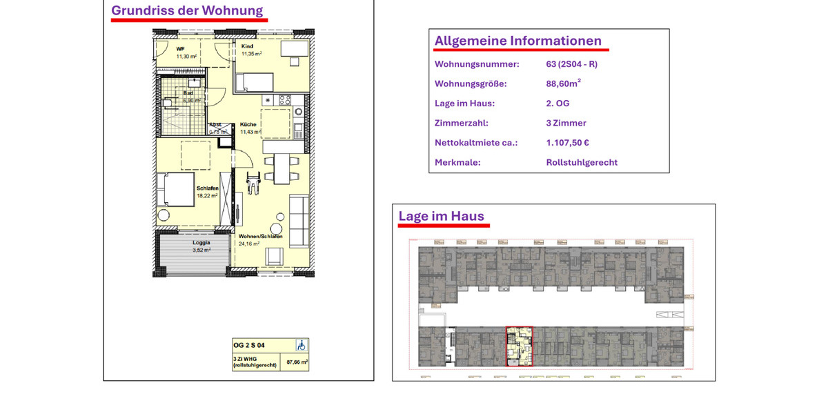 Etagenwohnung Wolfsburg Almke - 3 Zimmer, 87 m&sup2;, 1.094&euro; | Angebot:21201840