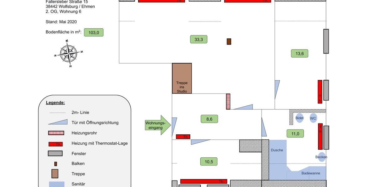 Maisonettenwohnung Wolfsburg Ehmen - 3 Zimmer, 95 m&sup2;, 930&euro; | Angebot:26585044