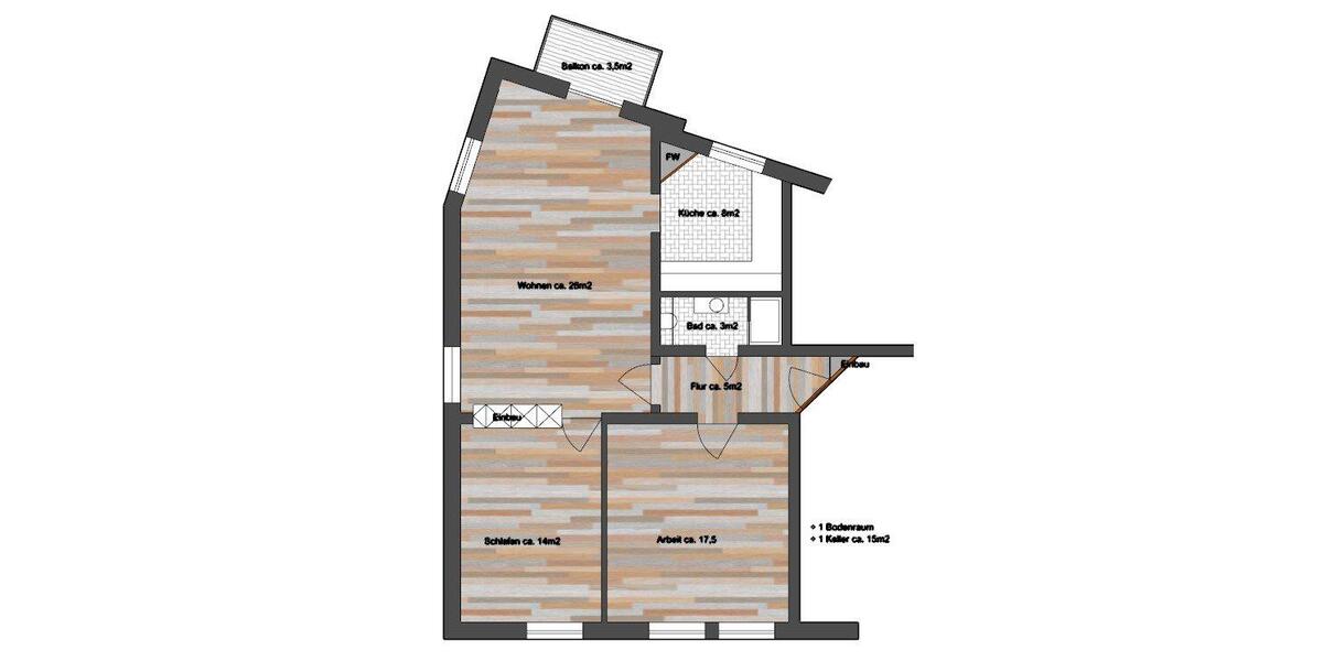 Etagenwohnung Braunschweig - 3 Zimmer, 75 m&sup2;, 280.000&euro; | Angebot:26828927
