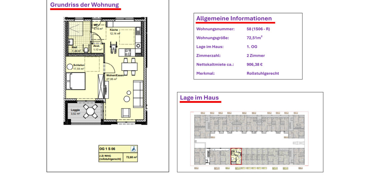 Etagenwohnung Wolfsburg Almke - 2 Zimmer, 64 m&sup2;, 805&euro; | Angebot:21201838