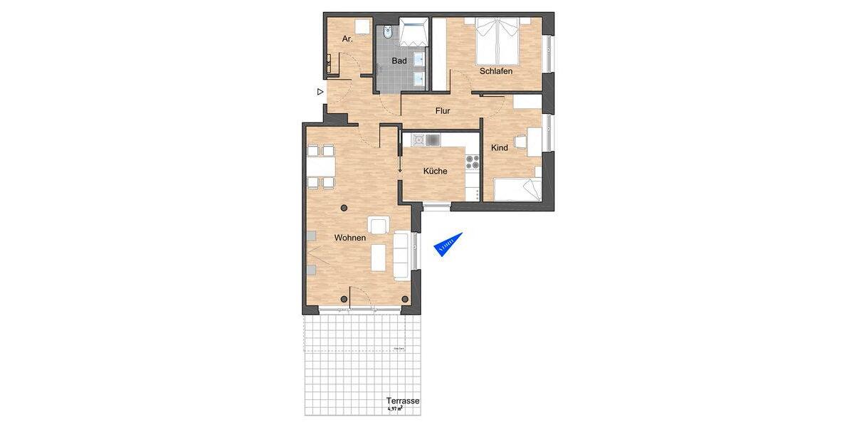 Dachgeschoßwohnung Wolfsburg Almke - 3 Zimmer, 84 m&sup2;, 1.044&euro; | Angebot:26435568
