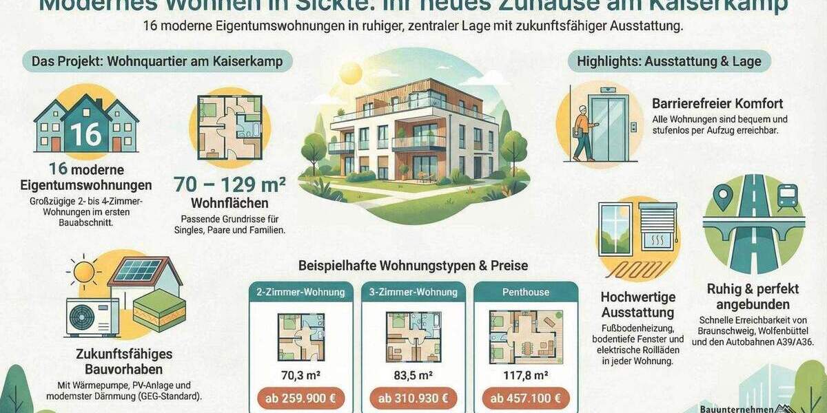 Etagenwohnung Sickte Niedersickte - 3 Zimmer, 95 m&sup2;, 365.350&euro; | Angebot:25747825