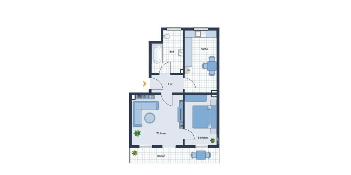 Erdgeschoßwohnung Braunschweig Heidberg-Melverode - 2 Zimmer, 48 m&sup2;, 370&euro; | Angebot:25406393