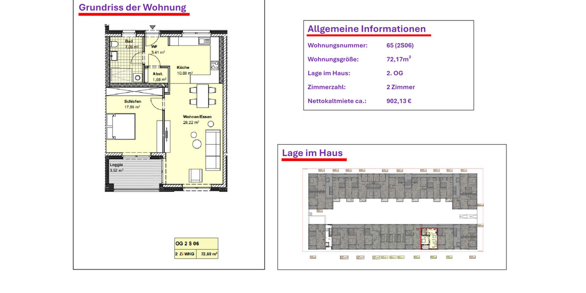 Etagenwohnung Wolfsburg Almke - 2 Zimmer, 64 m&sup2;, 805&euro; | Angebot:21201838