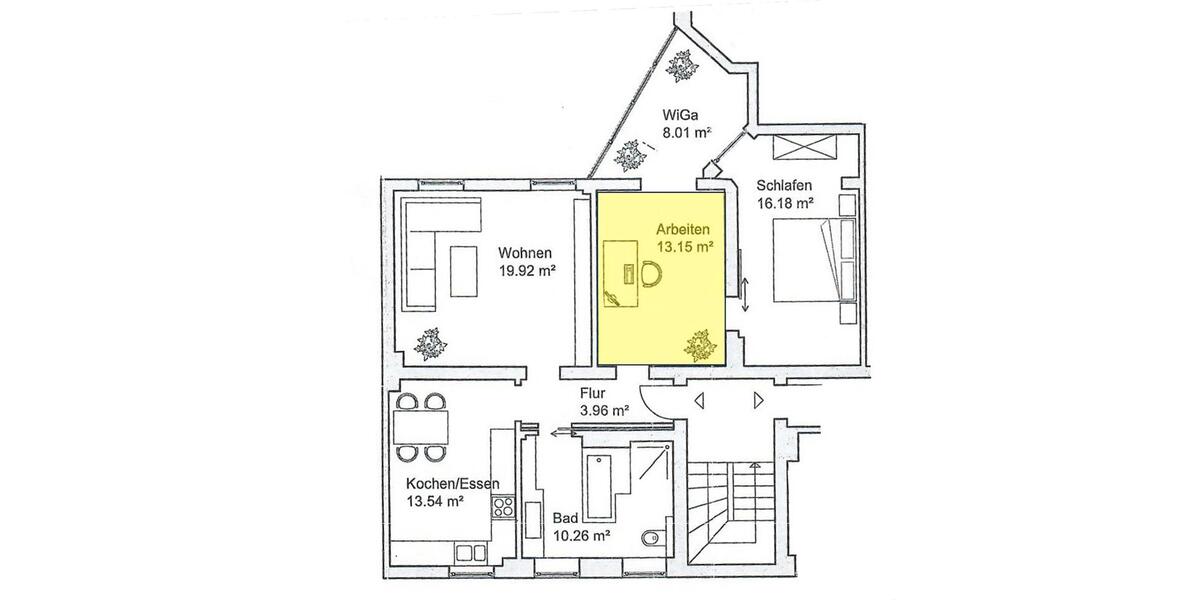 Etagenwohnung Wolfsburg - 3 Zimmer, 86 m&sup2;, 1.100&euro; | Angebot:26126311