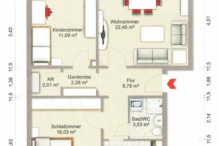 Wohnung Braunschweig Heidberg-Melverode - 3 Zimmer, 72 m&sup2;, 648&euro; | Angebot:25232081
