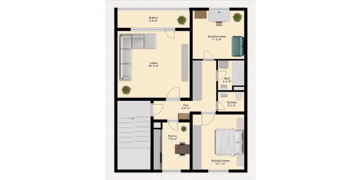 Etagenwohnung Wolfsburg Detmerode - 3 Zimmer, 71 m&sup2;, 165.000&euro; | Angebot:27085511