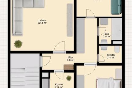 Wohnung Wolfsburg Detmerode - 3 Zimmer, 71 m&sup2;, 165.000&euro; | Angebot:27085511