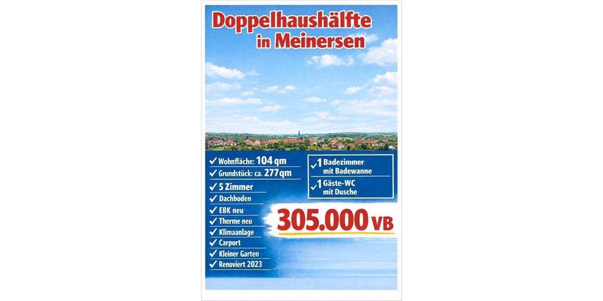Doppelhaushälfte Meinersen - 5 Zimmer, 104 m&sup2;, 299.000&euro; | Angebot:25279561
