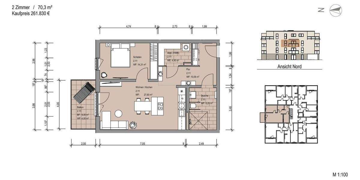 Mit Balkon - moderne Obergeschosswohnung 