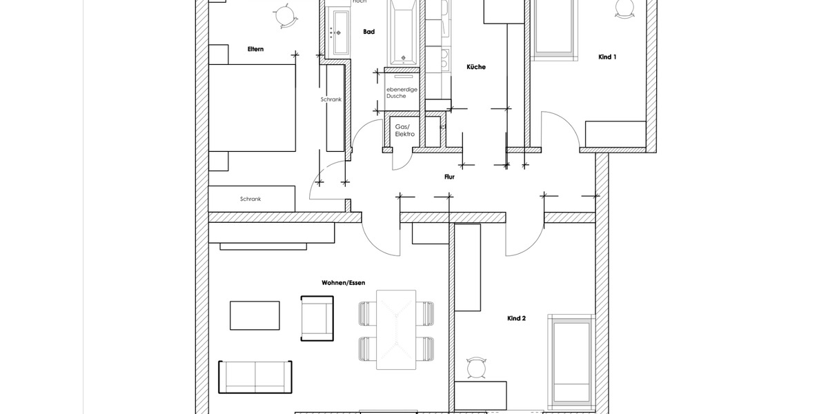 Vermietete 4 Zimmer Wohnung im EG Terrasse - modernisiert 4 zimmer