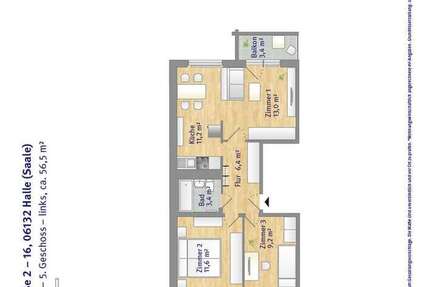 Wohnung zum Mieten in Halle 371 € 56.98 m²