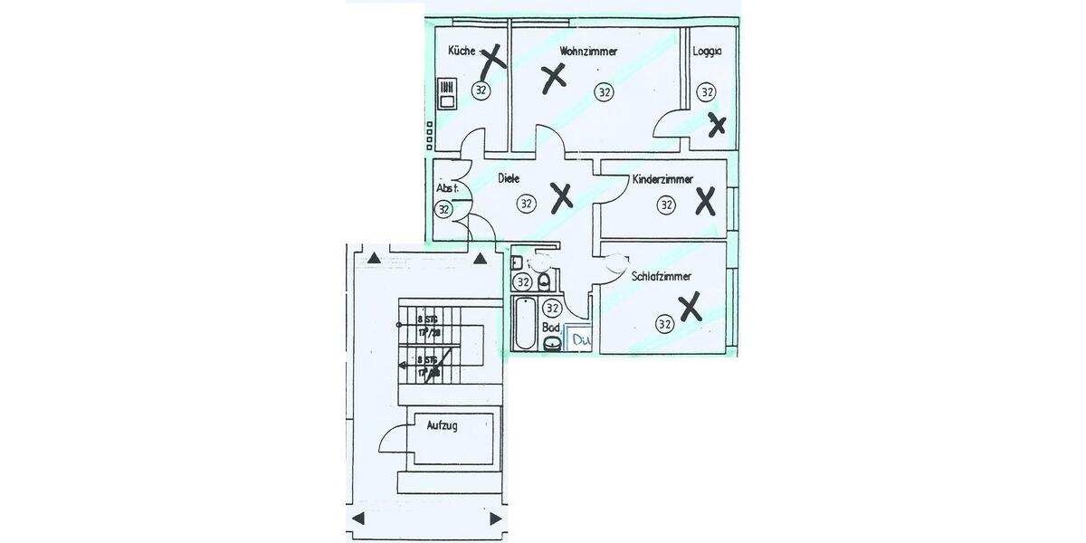 Etagenwohnung Wolfsburg Detmerode - 3 Zimmer, 80 m&sup2;, 144.000&euro; | Angebot:26295578