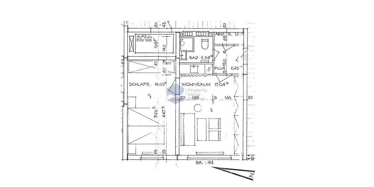 Etagenwohnung Wolfsburg Rabenberg - 2 Zimmer, 37 m&sup2;, 405&euro; | Angebot:25210941