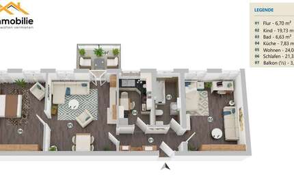 elegante 3-Zimmer Wohnung in Mariental 90 m² mit Tageslicht-Bad