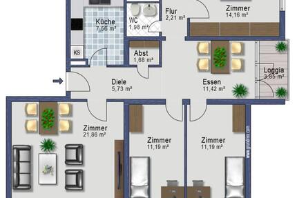 Wohnung Wolfsburg Detmerode - 4 Zimmer, 96 m&sup2;, 1.050&euro; | Angebot:26355857