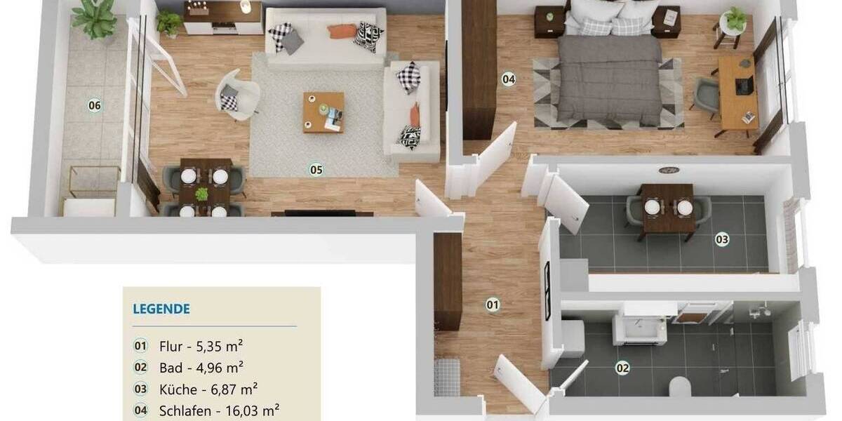 Etagenwohnung Gifhorn - 2 Zimmer, 58 m&sup2;, 119.000&euro; | Angebot:25726612