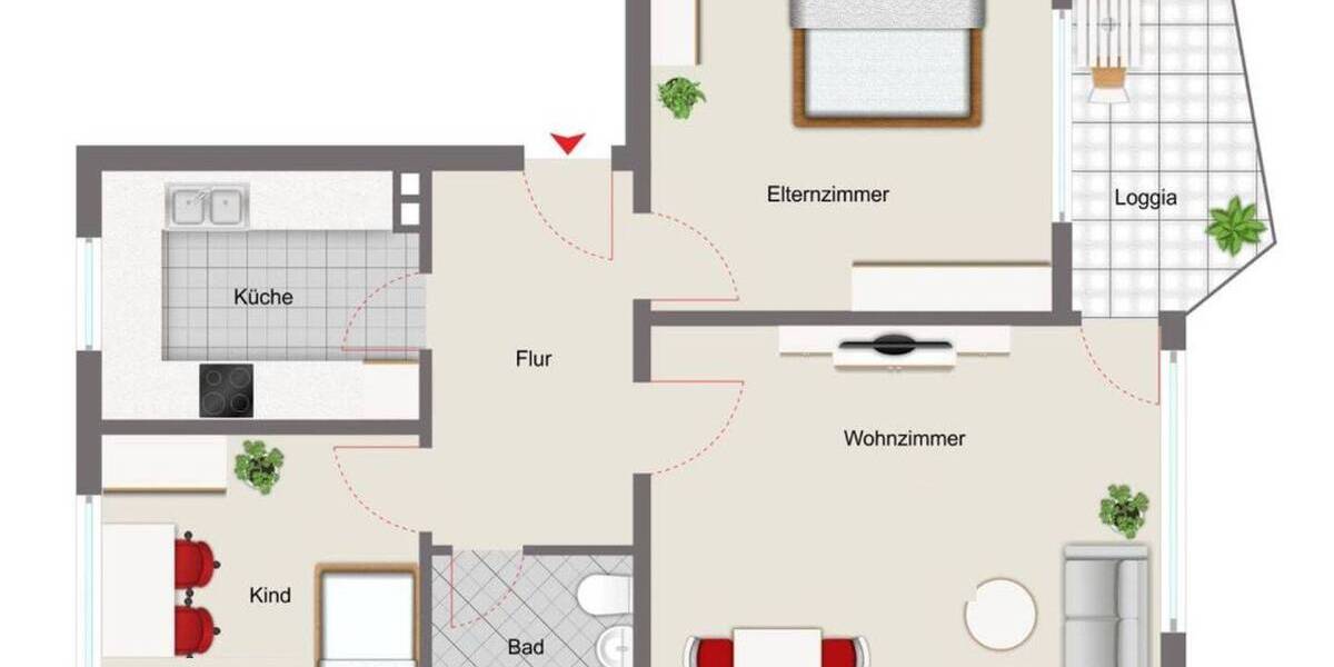 Etagenwohnung Wolfsburg Klieversberg - 3 Zimmer, 72 m&sup2;, 187.000&euro; | Angebot:26043284