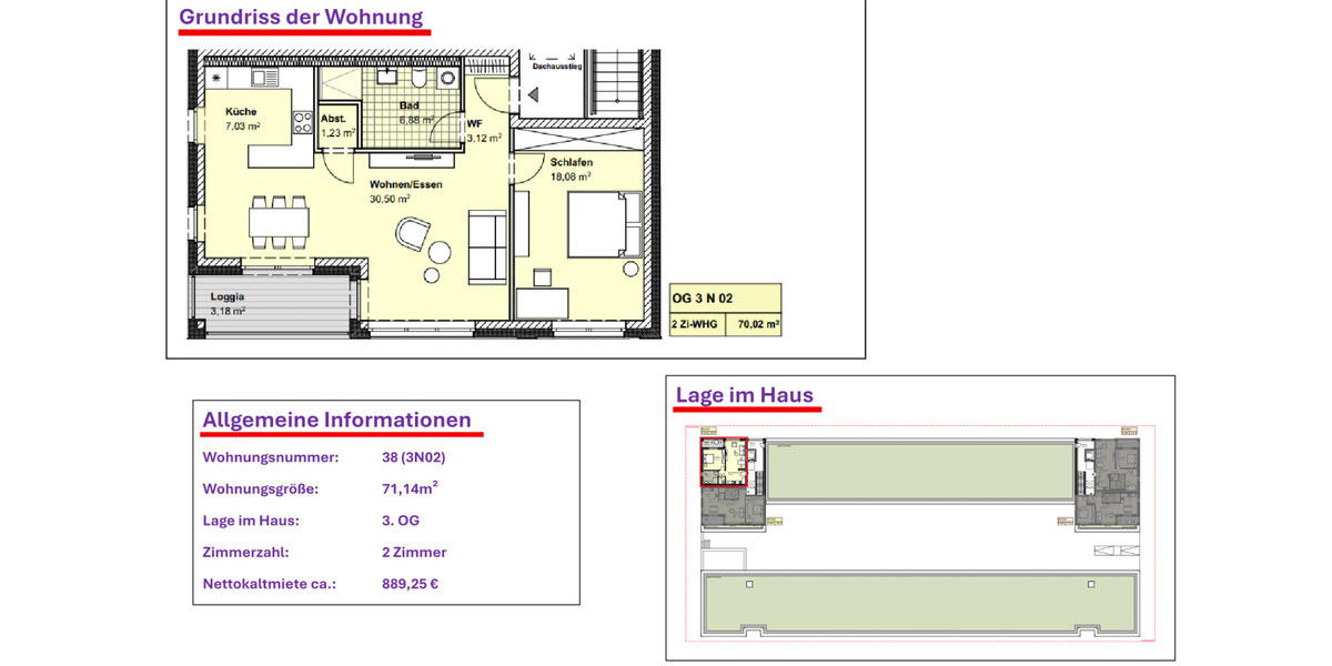 Etagenwohnung Wolfsburg Almke - 2 Zimmer, 64 m&sup2;, 805&euro; | Angebot:21201838