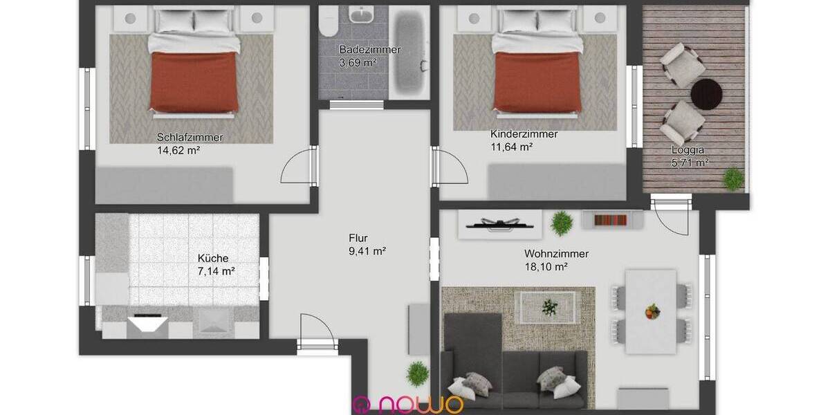 Etagenwohnung Braunschweig Heidberg - 3 Zimmer, 68 m&sup2;, 199.000&euro; | Angebot:26257414