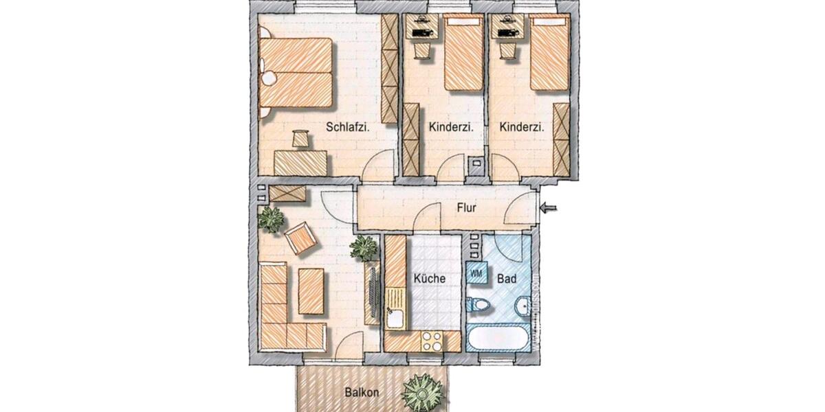 Etagenwohnung Wolfsburg Almke - 4 Zimmer, 82 m&sup2;, 678&euro; | Angebot:26368179