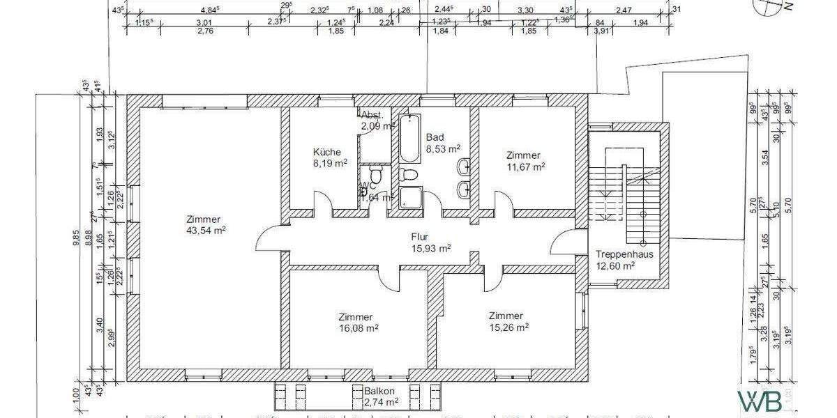 Etagenwohnung Braunschweig Innenstadt - 4 Zimmer, 125 m&sup2;, 399.000&euro; | Angebot:25673508