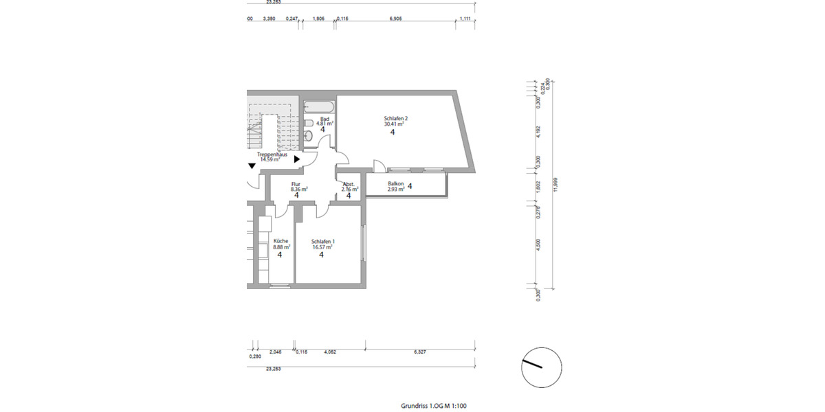 Etagenwohnung Braunschweig Östliches Ringgebiet - 1 Zimmer, 76 m&sup2;, 368&euro; | Angebot:25230971