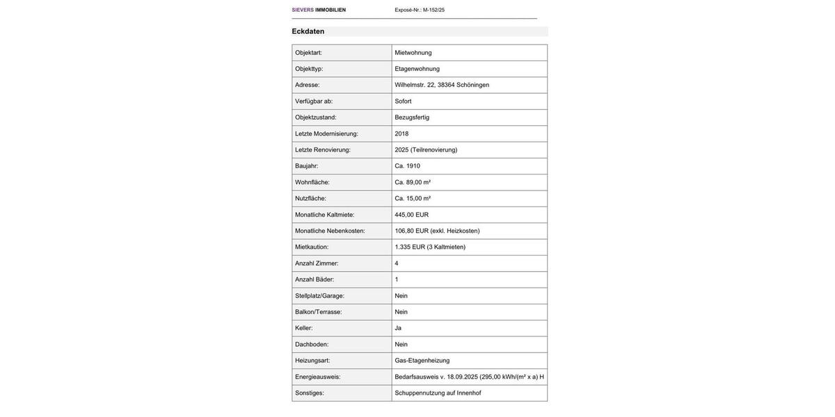 Etagenwohnung Königslutter am Elm - 4 Zimmer, 89 m&sup2;, 552&euro; | Angebot:23792974