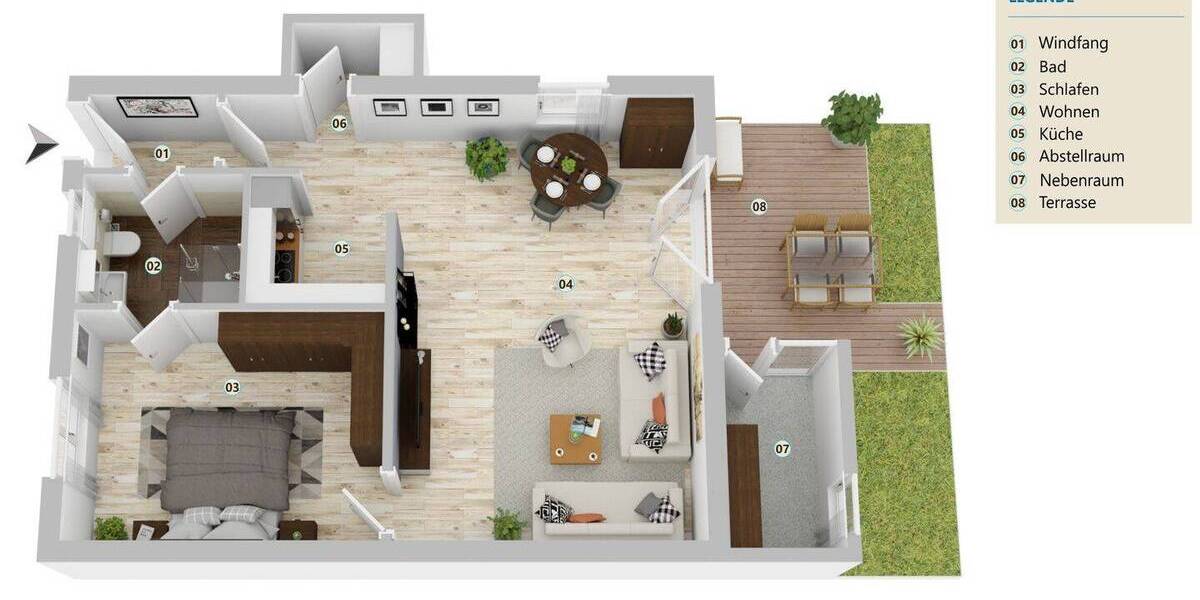Etagenwohnung Gifhorn Gamsen - 2 Zimmer, 67 m&sup2;, 175.000&euro; | Angebot:25726613